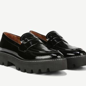 Franco Sarto Lug Sole Penny Loafer Black patent Leather women 11M slip on y2K